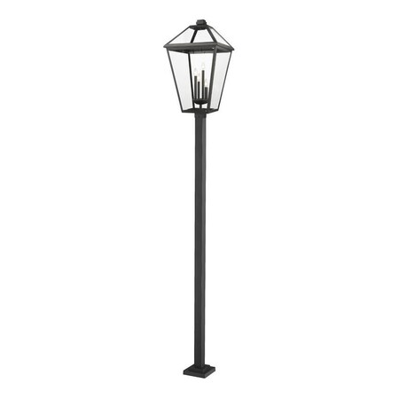 Z-Lite Talbot 4 Light Outdoor Post Mounted Fixture, Black & Clear Beveled 579PHXLXS-536P-BK